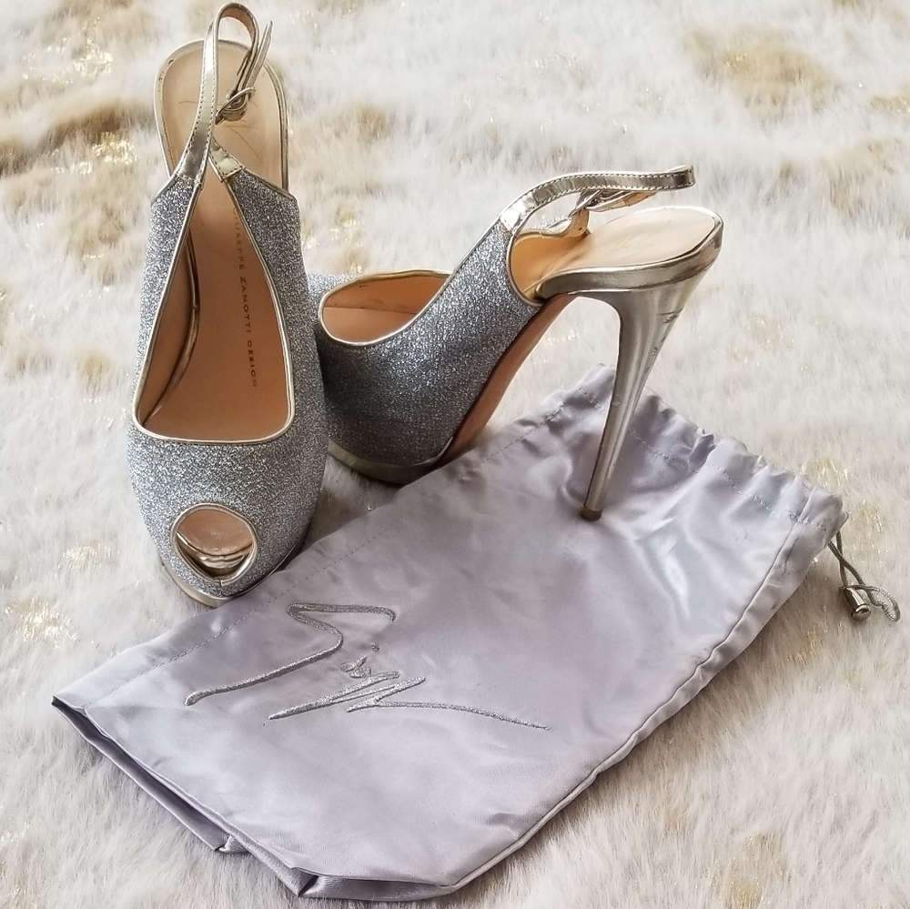 Giuseppe Zanotti Peep Toe Sparkle Pumps